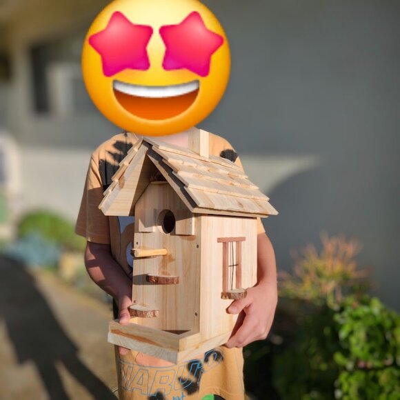 NEW HANDMADE Wooden Bird House Birdhouse Handbuilt Wood Garden Decor Spring Made - Picture 3 of 4